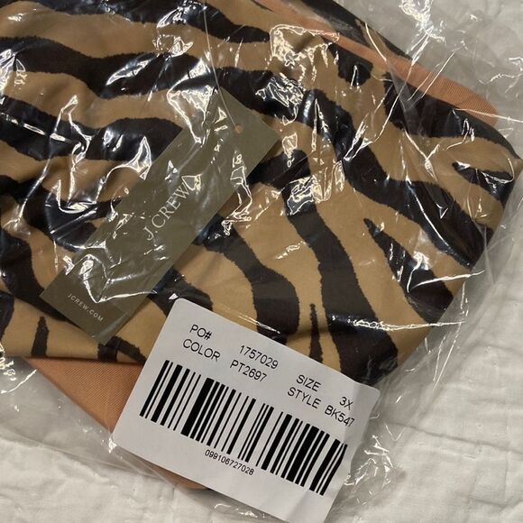NWT J.Crew Curved-waist cheeky bikini bottom in zebra stripe size 3X - Picture 3 of 6